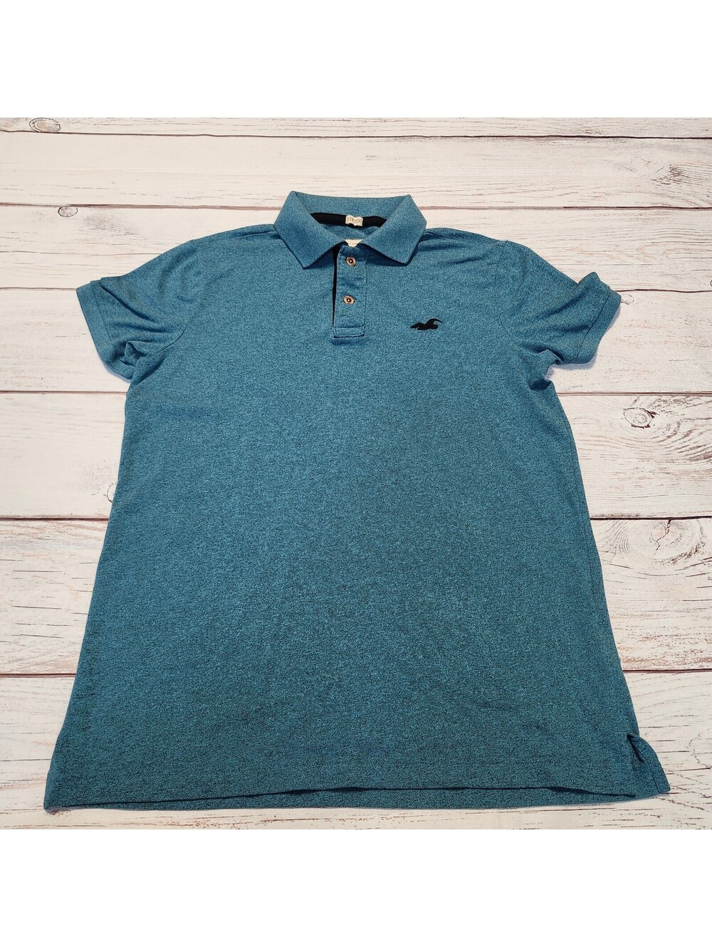 Hollister California Stretch Polo Shirt Blue Size Medium